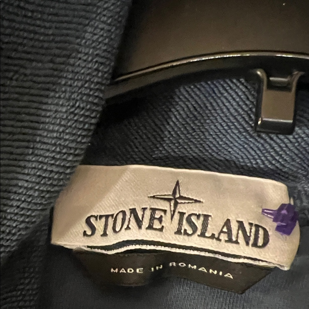 Stone Island Blue Cotton Pullover Hoodie with Logo Patch On sleeve Men’s Medium - Picture 5 of 14
